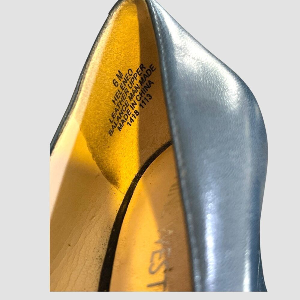 Nine West Heleneo Women's Navy Leather Pump Croc Embossed Platform Heels 6M - Picture 5 of 8